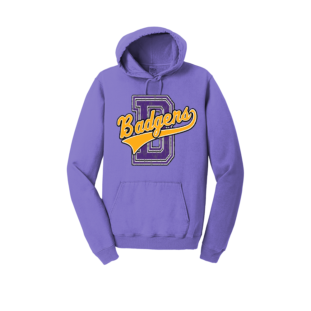 Hoodie with Distressed B and script Badgers