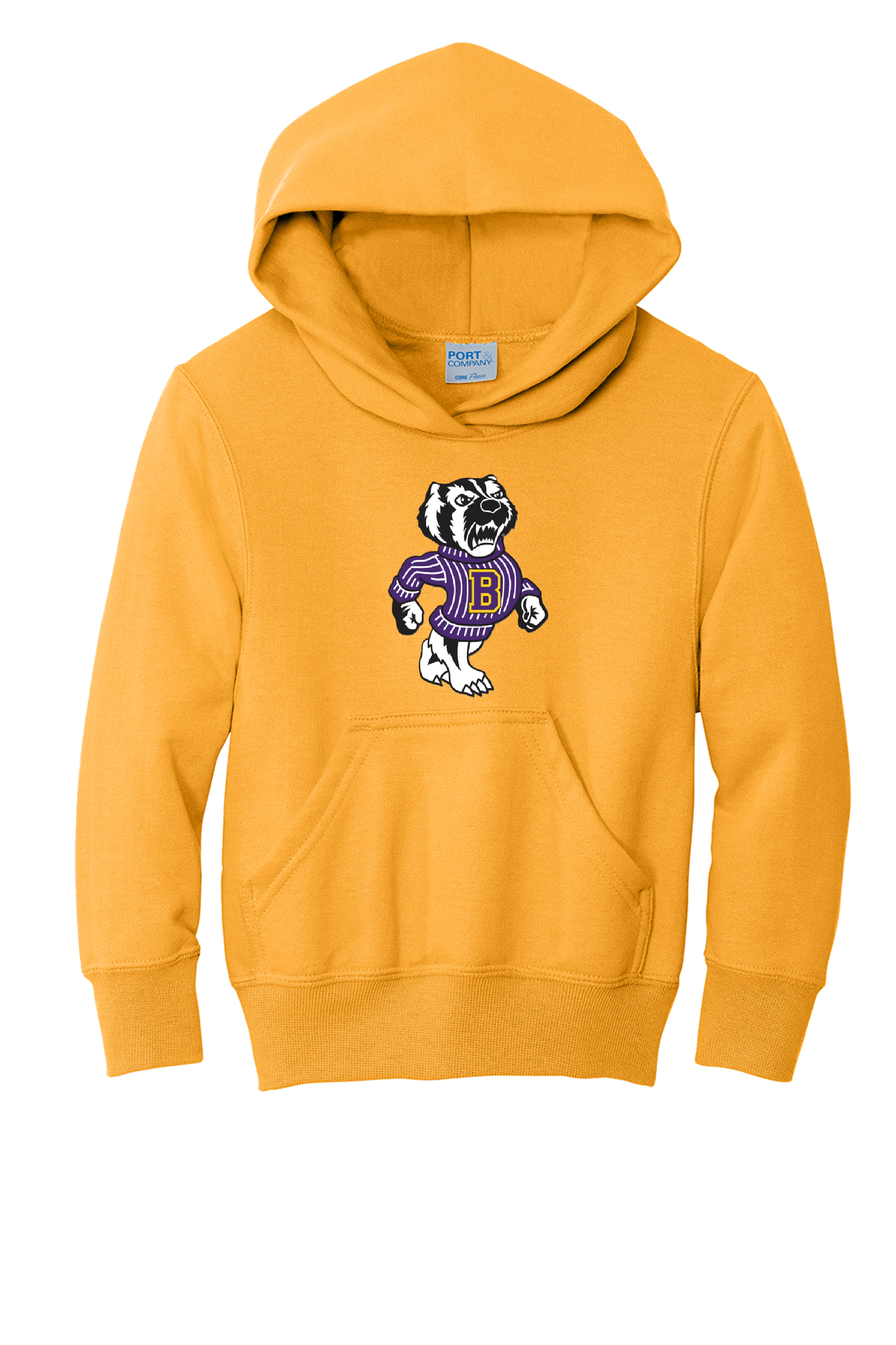 Youth Hooded Sweatshirt with Bert - Gold & Heathered Gray