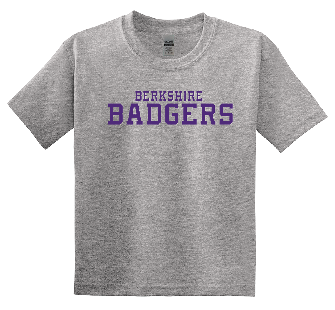 Purple or Sport Grey Berkshire Badgers T-Shirt - Youth