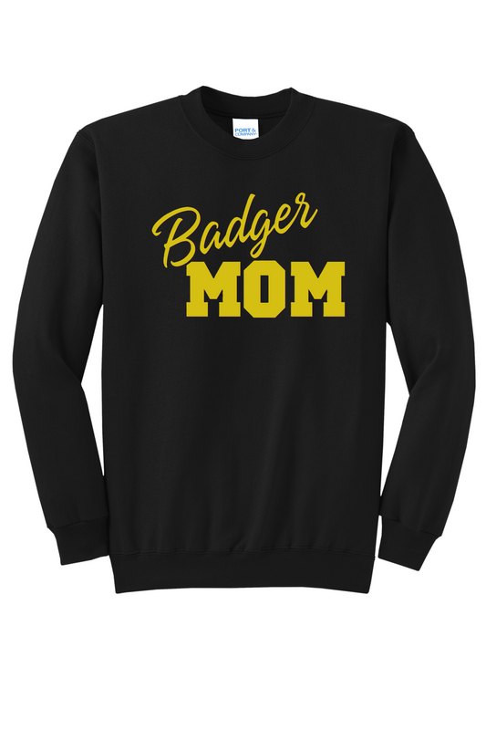 Badger Mom Gold Glitter Crew Neck
