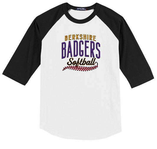 Berkshire Badgers Baseball Personalized Jersey 3/4 Sleeve (Run Large)