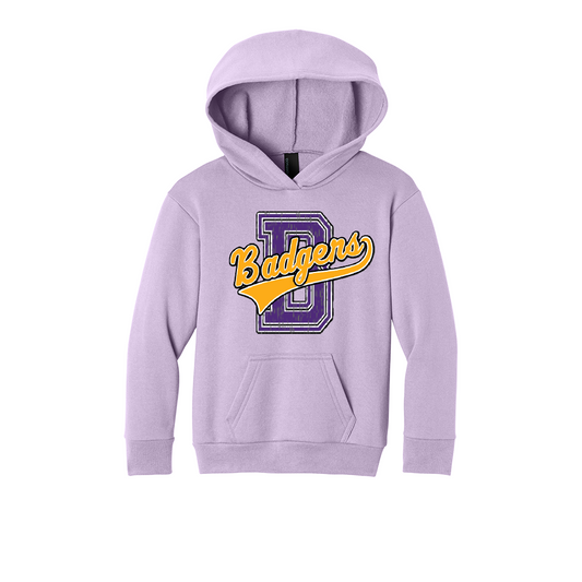 Hoodie with Distressed B and script Badgers