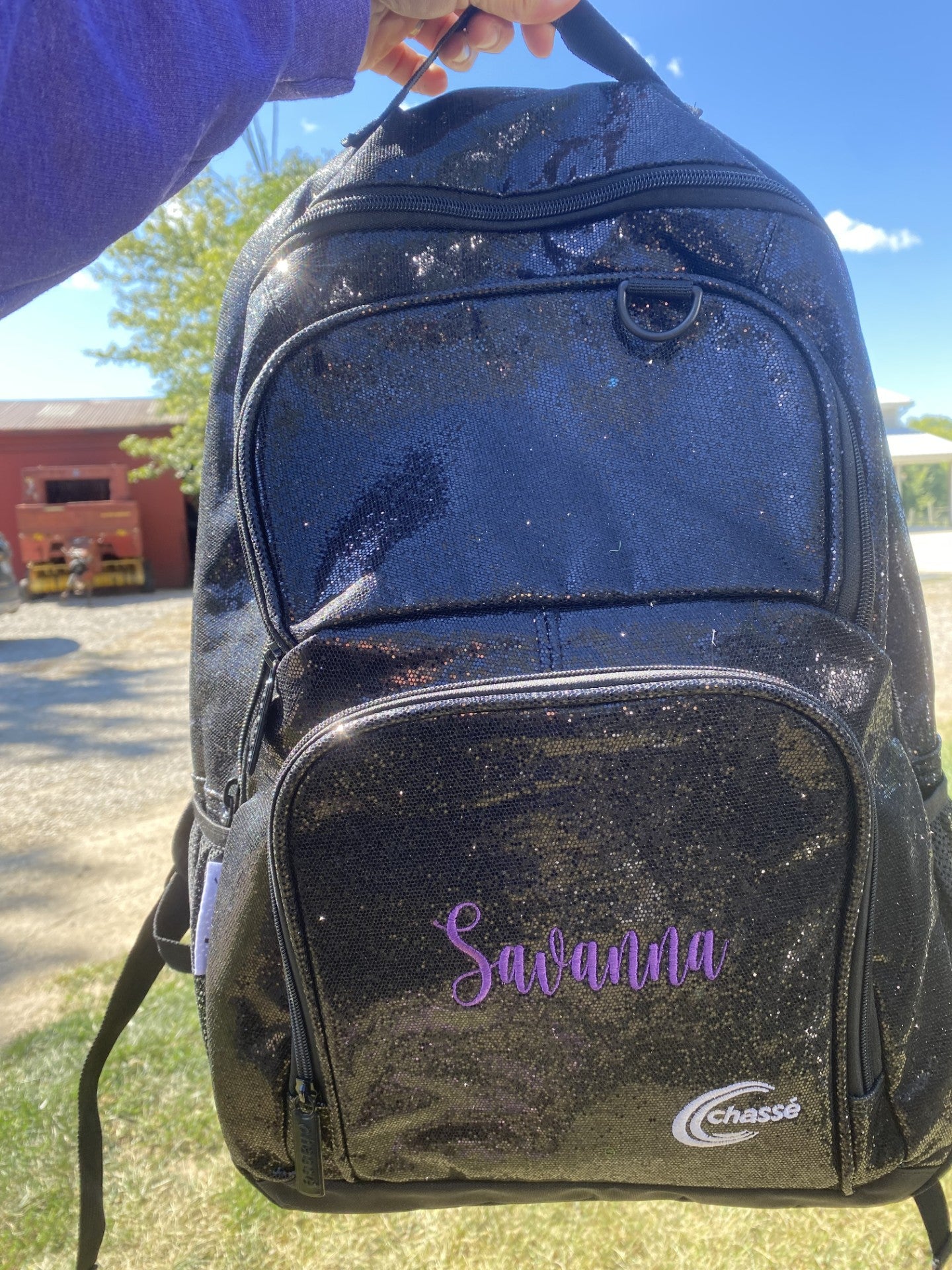 Black Glitter Personalized Backpack