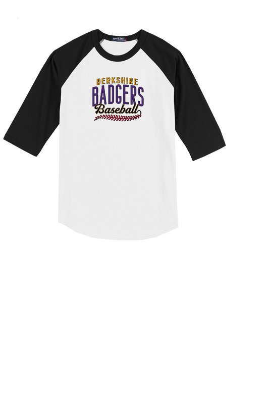 Berkshire Badgers Baseball Personalized Jersey - 3/4 Sleeve